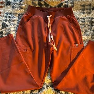 Figs high waisted yola skinny scrub pants. Medium, Auburn.